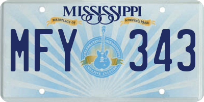 MS license plate MFY343