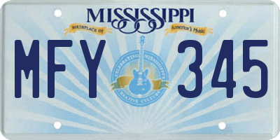 MS license plate MFY345