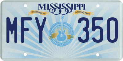 MS license plate MFY350