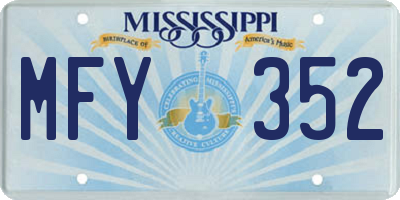 MS license plate MFY352