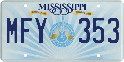 MS license plate MFY353