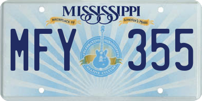 MS license plate MFY355