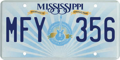 MS license plate MFY356