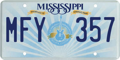 MS license plate MFY357