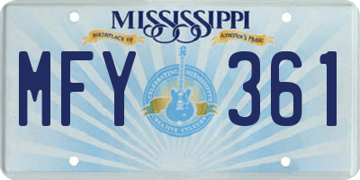 MS license plate MFY361