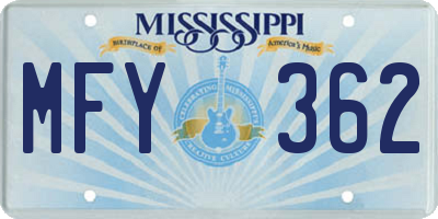 MS license plate MFY362