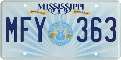 MS license plate MFY363