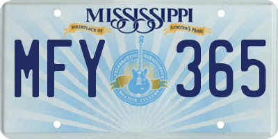 MS license plate MFY365
