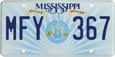 MS license plate MFY367