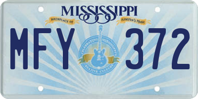 MS license plate MFY372