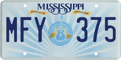 MS license plate MFY375