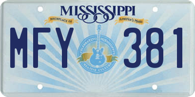MS license plate MFY381
