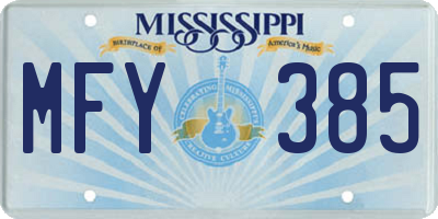 MS license plate MFY385