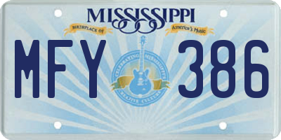 MS license plate MFY386
