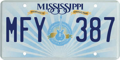MS license plate MFY387