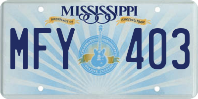 MS license plate MFY403