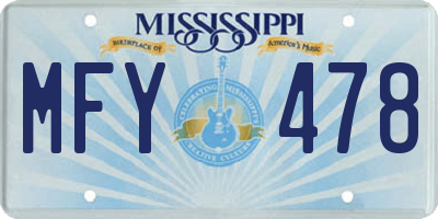 MS license plate MFY478
