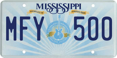 MS license plate MFY500