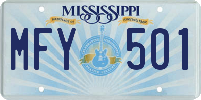 MS license plate MFY501