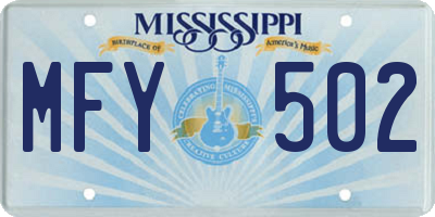 MS license plate MFY502