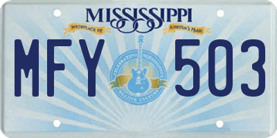 MS license plate MFY503