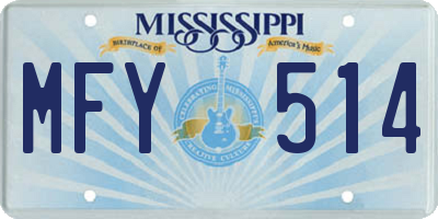 MS license plate MFY514