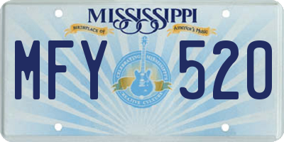 MS license plate MFY520