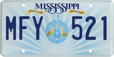 MS license plate MFY521