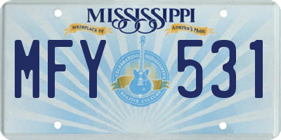 MS license plate MFY531