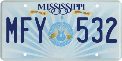 MS license plate MFY532
