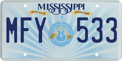 MS license plate MFY533