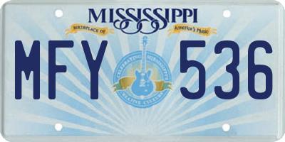MS license plate MFY536