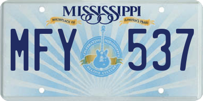 MS license plate MFY537