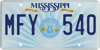 MS license plate MFY540