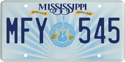MS license plate MFY545