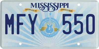 MS license plate MFY550