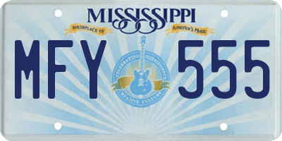 MS license plate MFY555