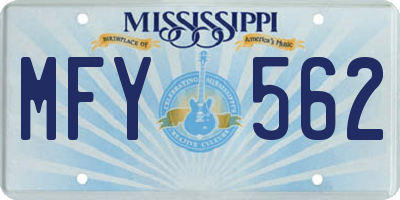 MS license plate MFY562
