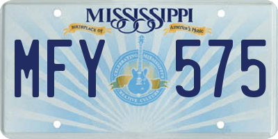 MS license plate MFY575