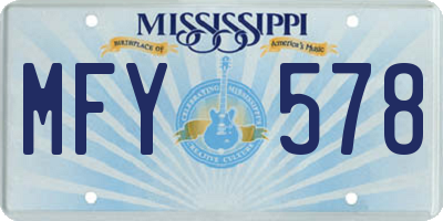 MS license plate MFY578