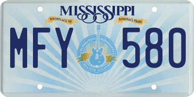 MS license plate MFY580