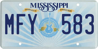MS license plate MFY583