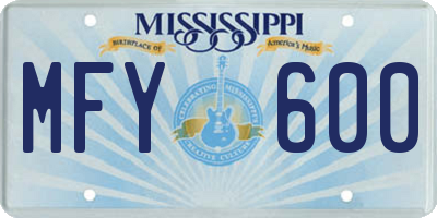 MS license plate MFY600