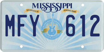 MS license plate MFY612