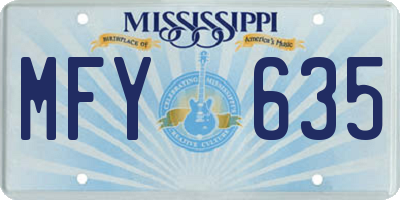 MS license plate MFY635