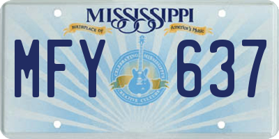 MS license plate MFY637