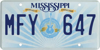 MS license plate MFY647