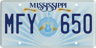 MS license plate MFY650