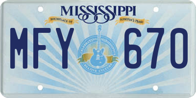 MS license plate MFY670