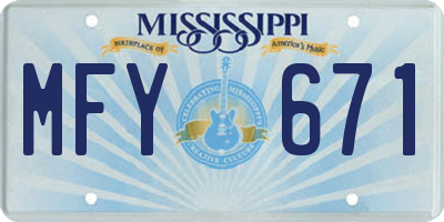 MS license plate MFY671